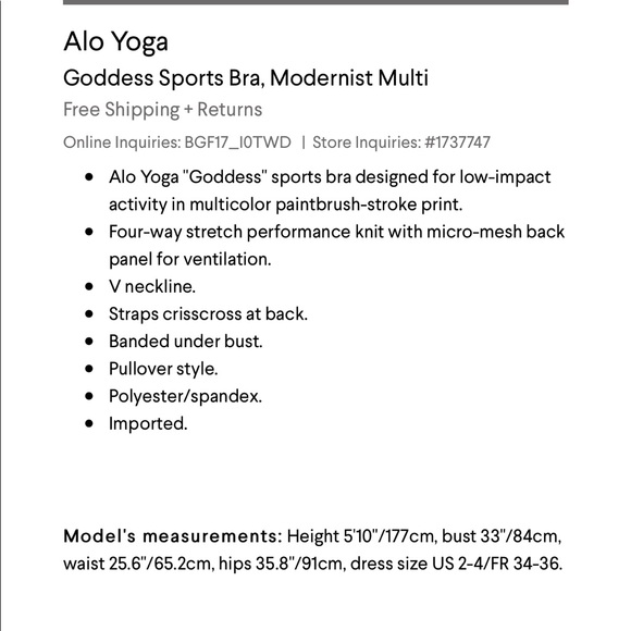 ALO Yoga Goddess Sports Bra-Modernist Multi-Size Large - Picture 3 of 10